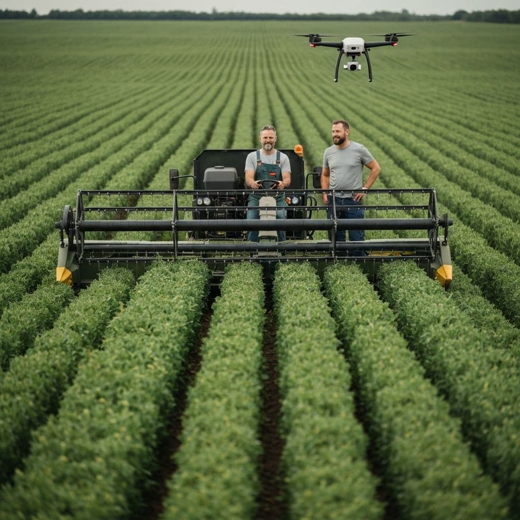 Farmers using modern agricultural technology